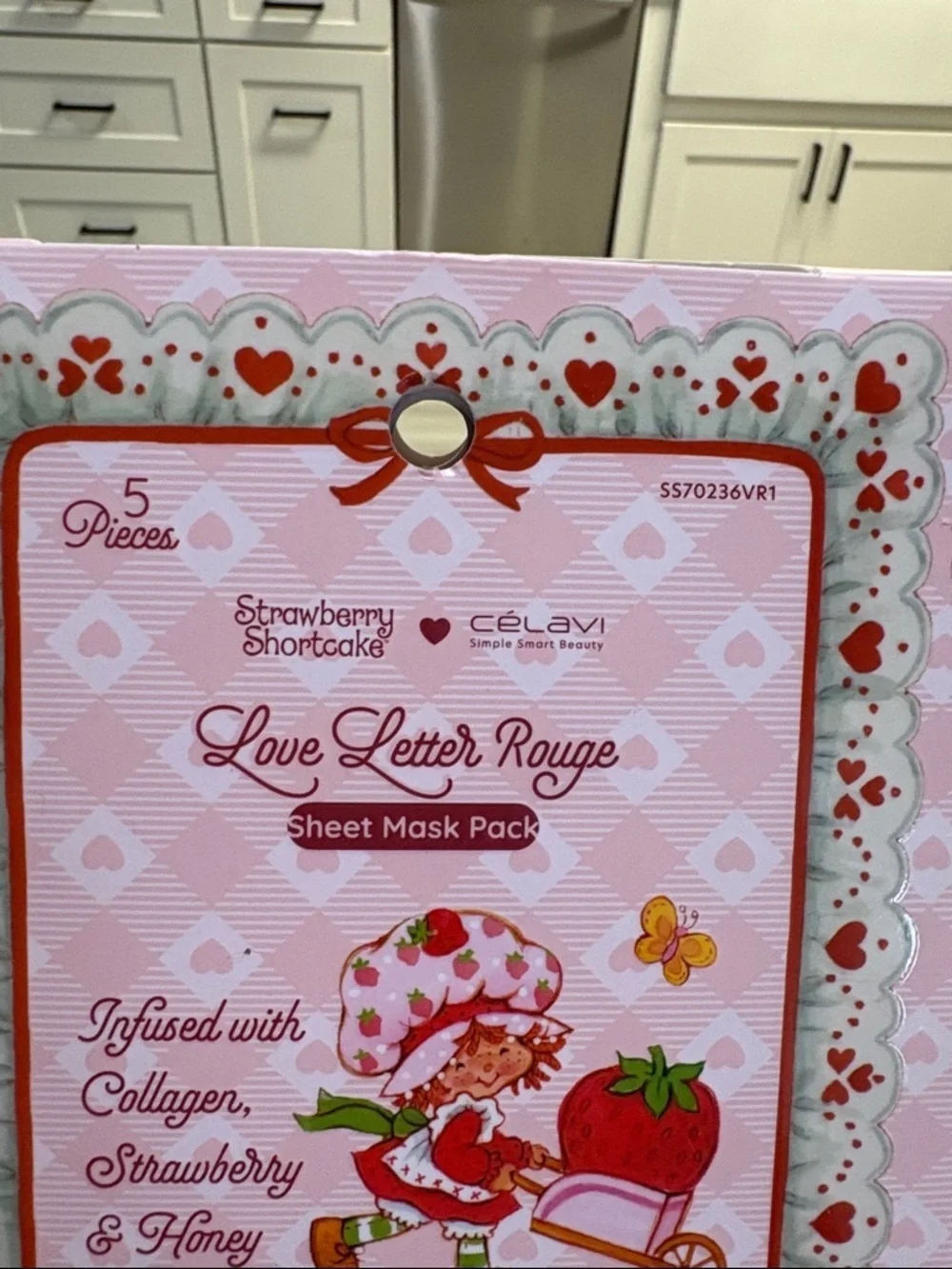 Celavi Love Letter Rouge Strawberry Sheet Mask Pack - Pink